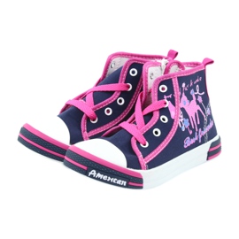 American Club Tênis americano TEN13 azul marinho com zíper rosa 3