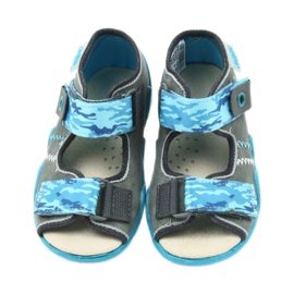 Sandálias de calçado infantil Befado com aplicação em pele 350P062 azul cinza 4