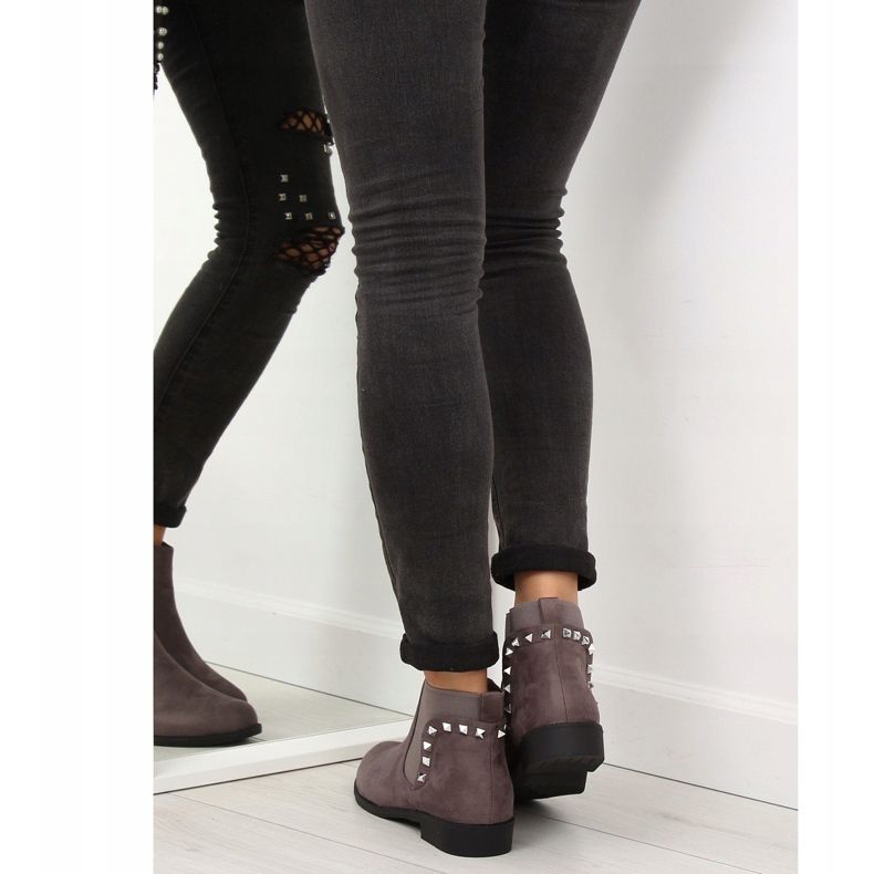 Botas de camurça Chelsea com tachas F175 Grey cinza 2