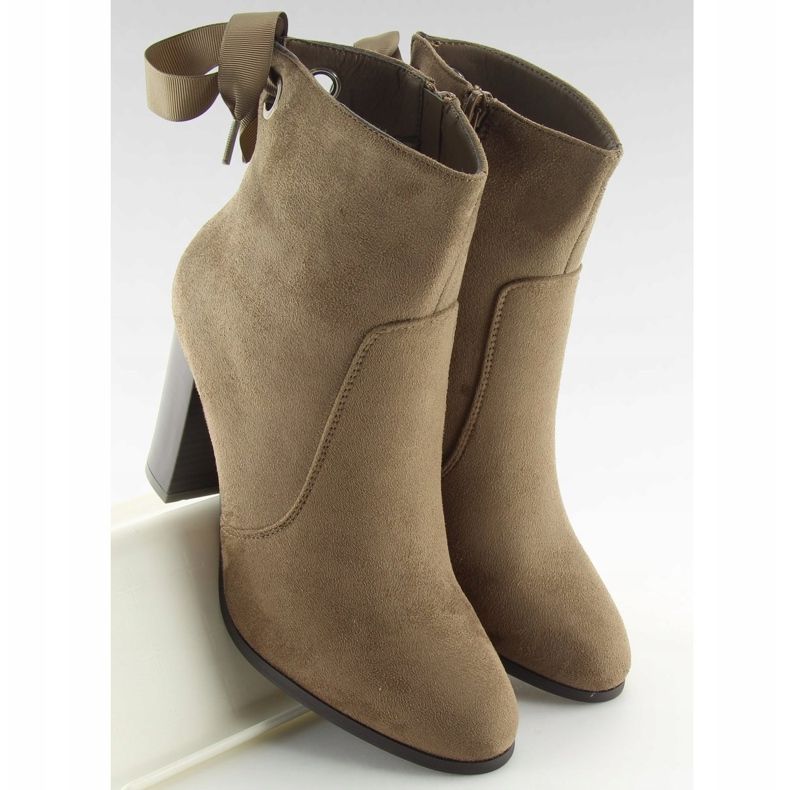 Botas de salto alto marrons 1331 Khaki bege 2