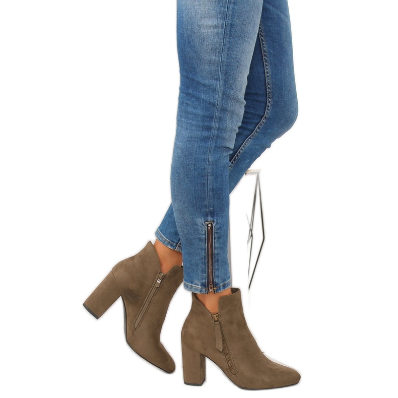 Botas de salto alto marrons 6900 Khaki marrom 2