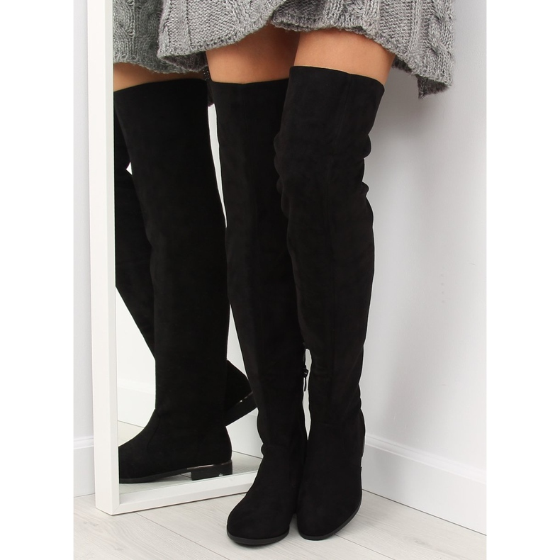Botas femininas negras na coxa 7570-PG pretas preto 1