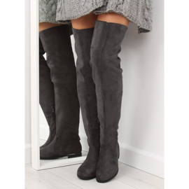 Botas acima do joelho para mulheres 7570-PG Gray cinza 1