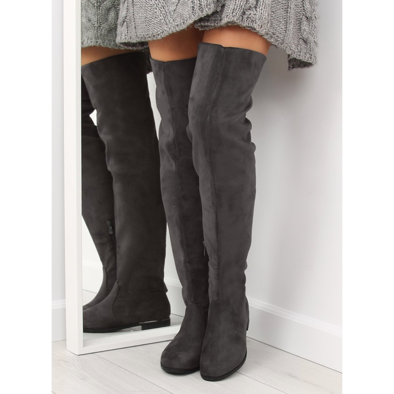 Botas acima do joelho para mulheres 7570-PG Gray cinza 1