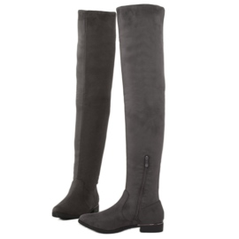Botas acima do joelho para mulheres 7570-PG Gray cinza 2