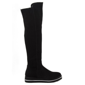 Botas de coxa femininas negras A-177 pretas preto 2
