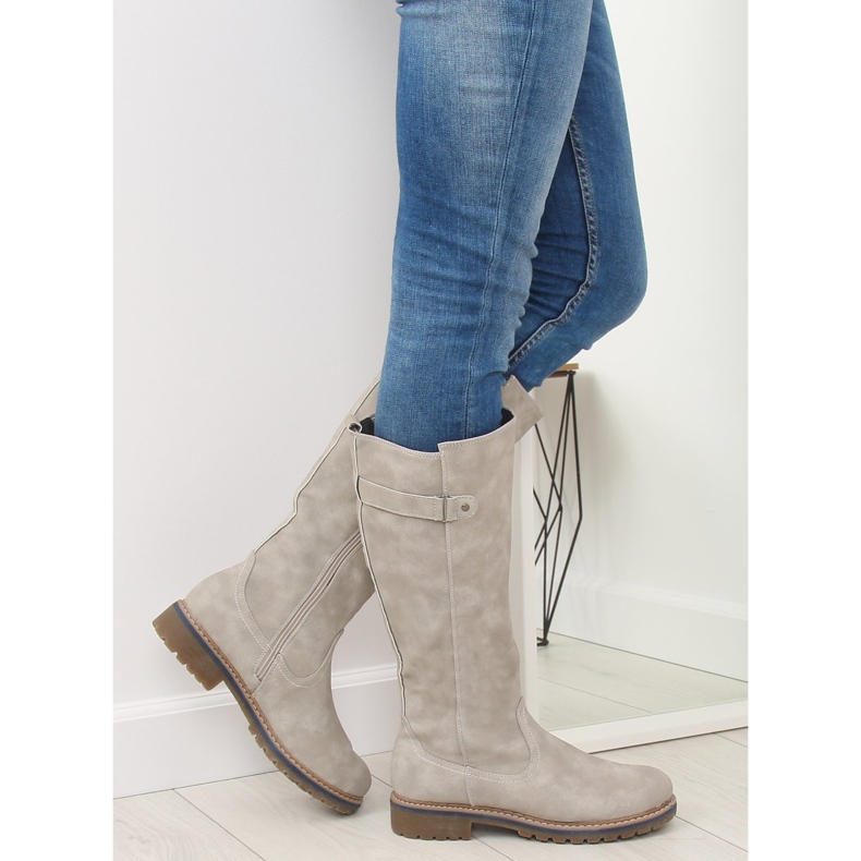 Botas de madeira bege GD-WL-07 bege cinza 1