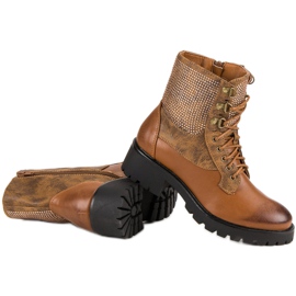 Ideal Shoes Trabalhadores atados na plataforma marrom 1