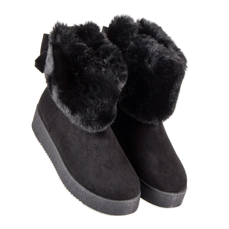 Botas de neve com pele preto 1 Botas de neve com pele preto 1