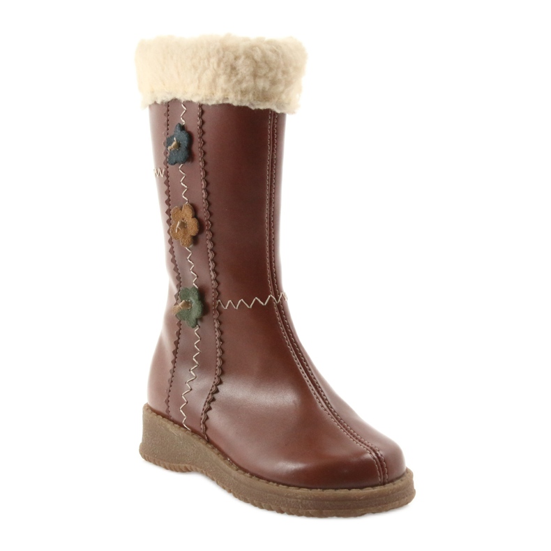 Zawadka Botas de menina com pele marrom Zawatka castanho 1 Zawadka Botas de menina com pele marrom Zawatka castanho 1