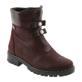 Ren But Botas de couro femininas Ren, mas 3314 Borgonha com pregos vermelho 1