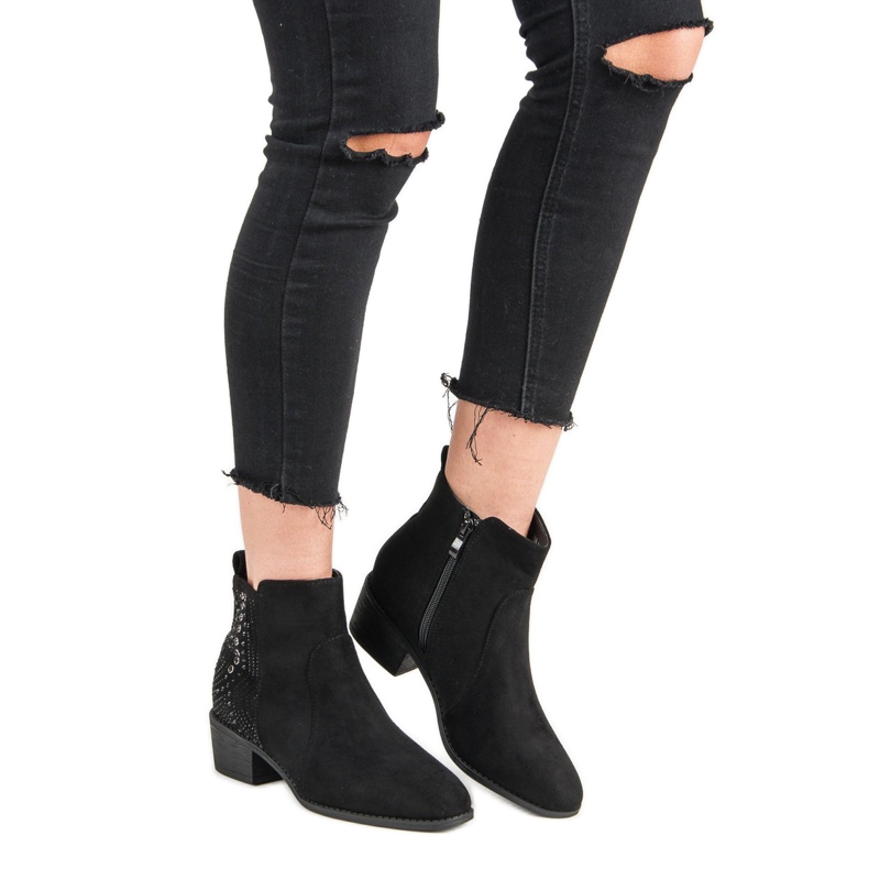 Nio Nio Botas Pretas Com Cristais preto 2 Nio Nio Botas Pretas Com Cristais preto 2