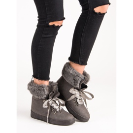Botas de neve cinza com pele 2