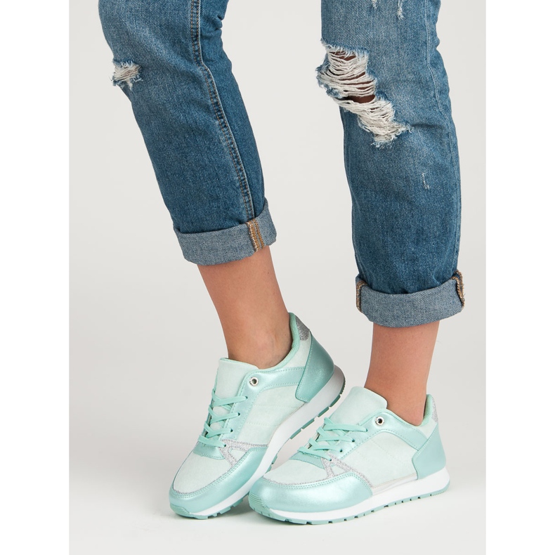 Calçados esportivos de amarrar branco cinza verde 2