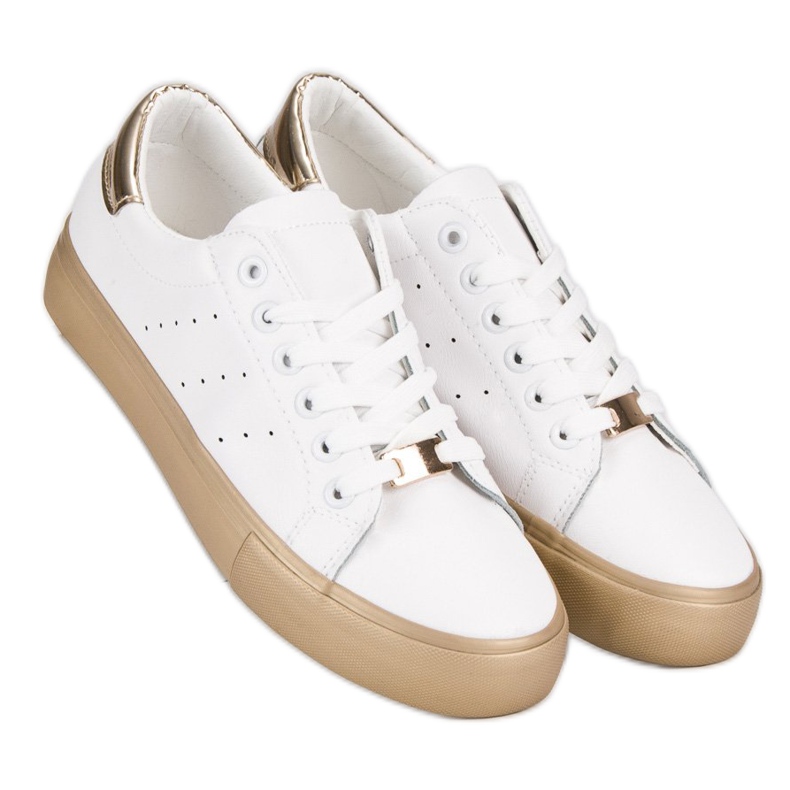 Calçados esportivos confortáveis branco amarelo 2