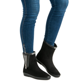 Kylie Galochas de camurça com zíper decorativo preto 2