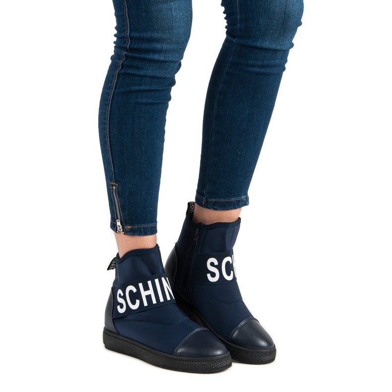 Bestelle Tênis de cano alto da moda branco azul marinho 2