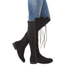 Botas acima do joelho com parte superior flexível preta 168-188 preta preto 2