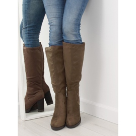 Botas de salto alto cáqui 7290 Khaki 1 Botas de salto alto cáqui 7290 Khaki 1