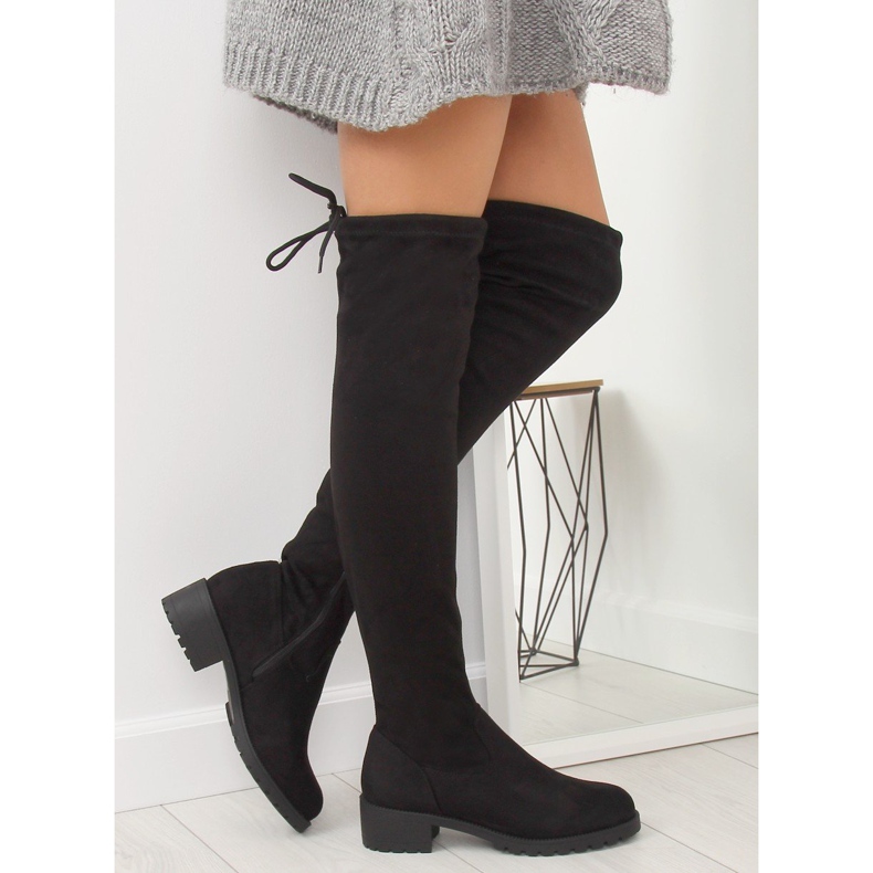 Botas de coxa femininas negras NS013 pretas preto 2