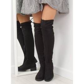 Botas de coxa femininas negras NS013 pretas preto 1