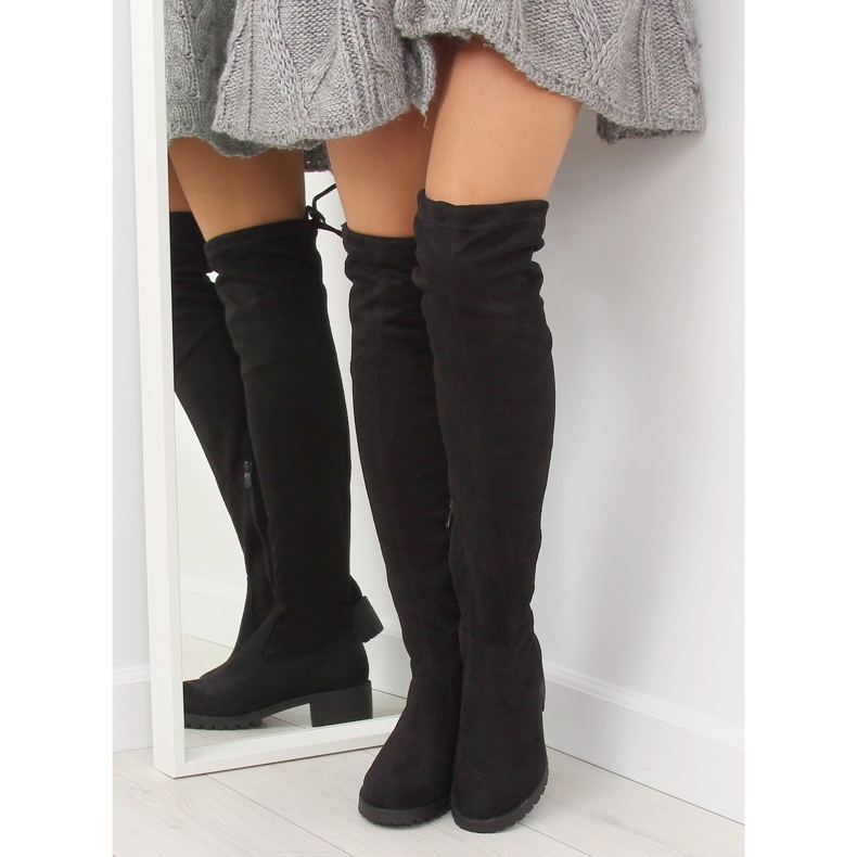 Botas de coxa femininas negras NS013 pretas preto 1