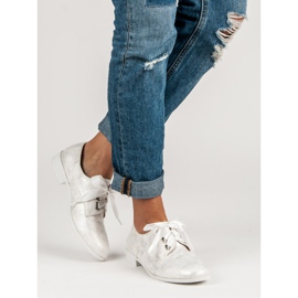 Juliet Brogues amarrados branco cinza 2