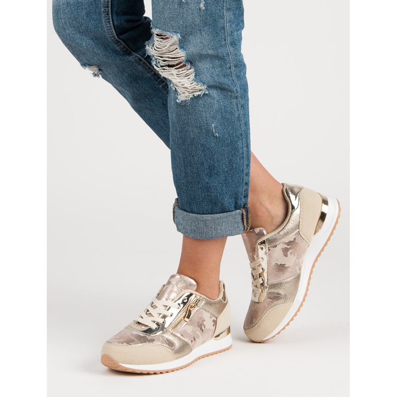 Sapatos esportivos com zíper decorativo amarelo rosa 2