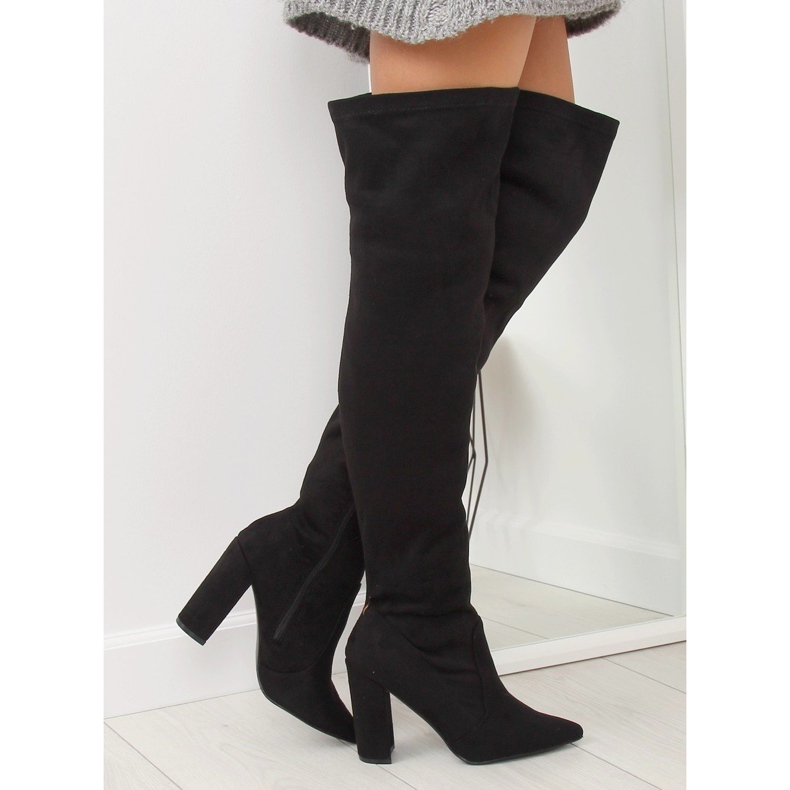 Botas pretas SY47 pretas de salto alto preto 2