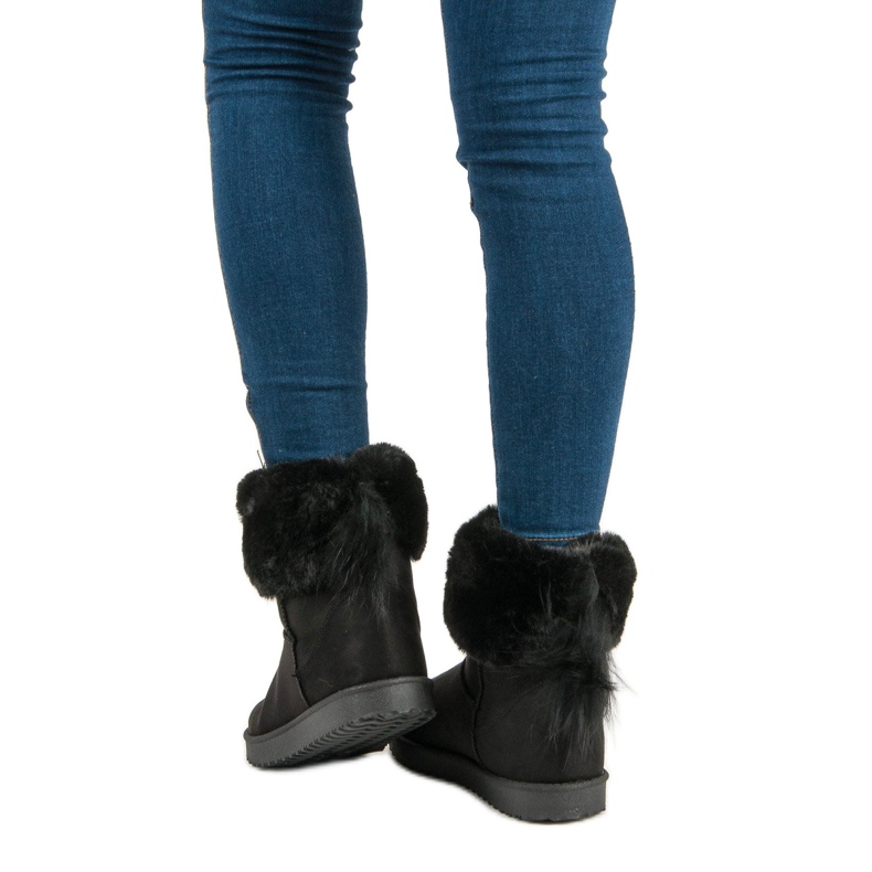 Botas de neve pretas com pele preto 2