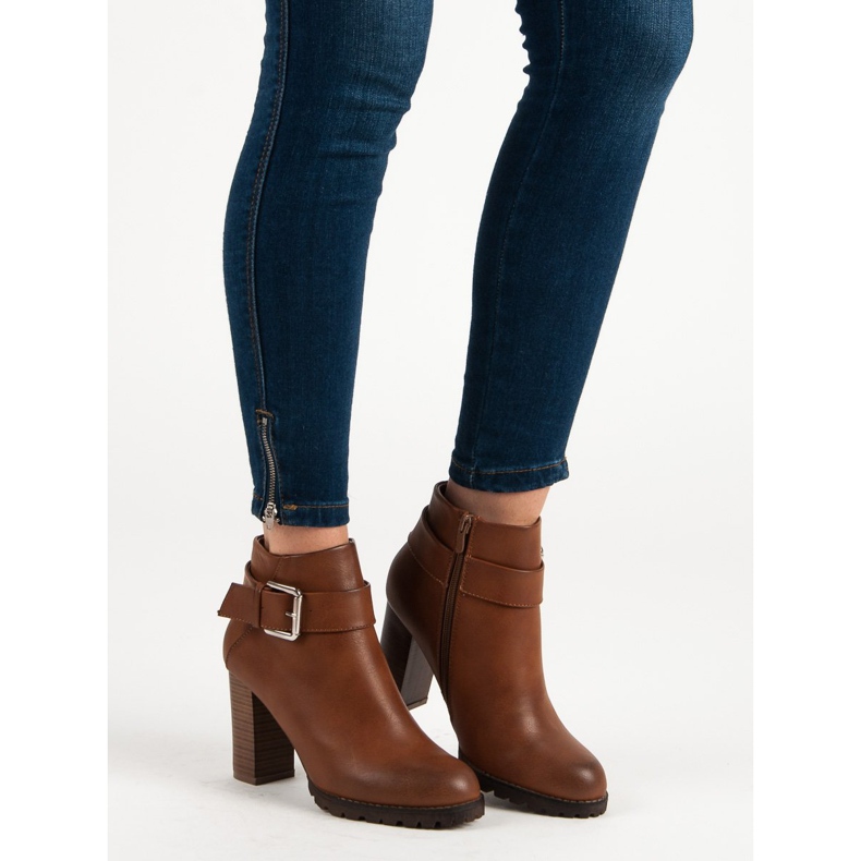 Super Mode Botas de camelo no poste castanho 1