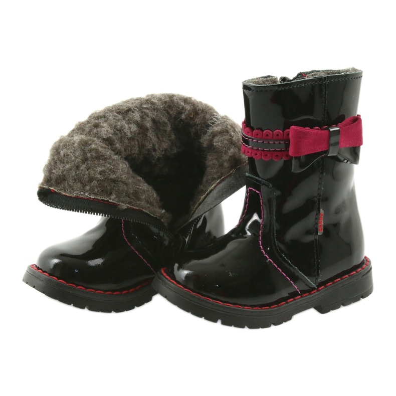 Botas de couro pintadas 87/00 preto rosa com um arco zarro 4