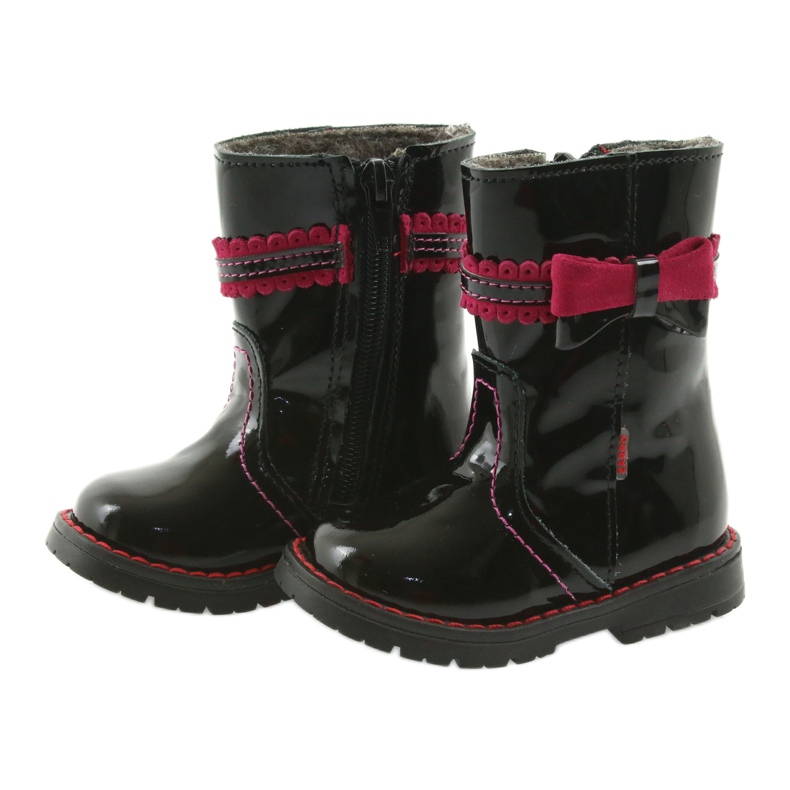 Botas de couro pintadas 87/00 preto rosa com um arco zarro 3