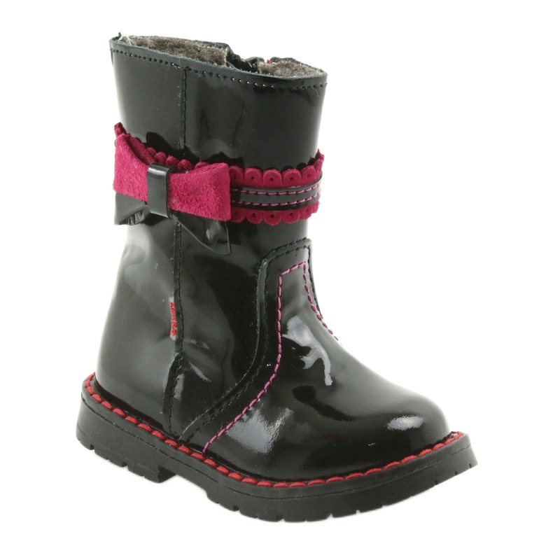 Botas de couro pintadas 87/00 preto rosa com um arco zarro 1