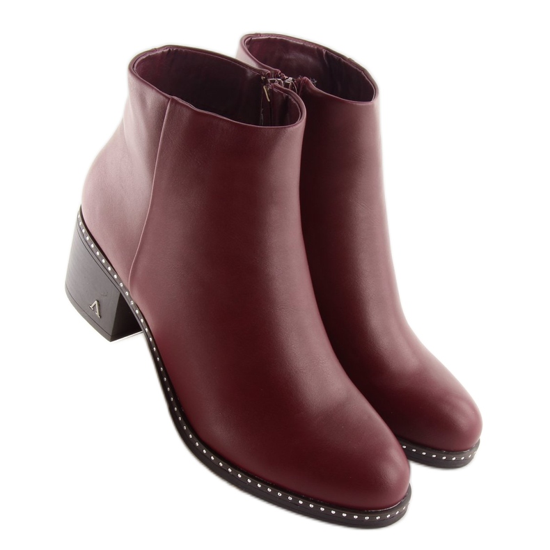 Botas com salto estável vinho BH120-KB Borgonha vermelho 1