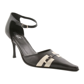 Eksbut Sandálias de couro preto 076 em um alfinete 1