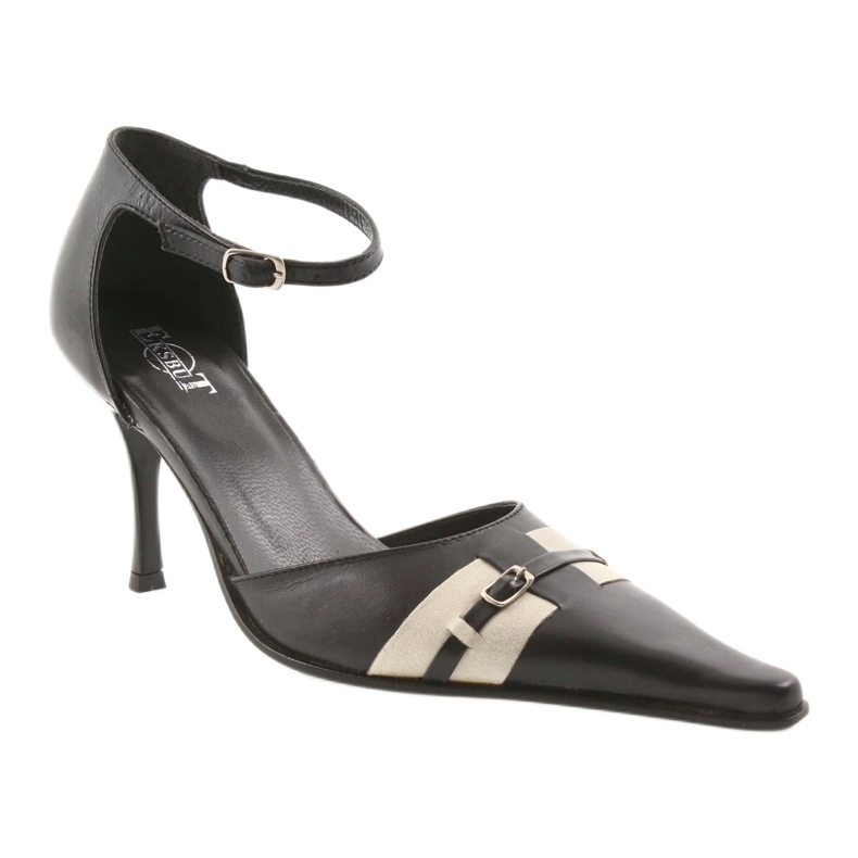 Eksbut Sandálias de couro preto 076 em um alfinete 1