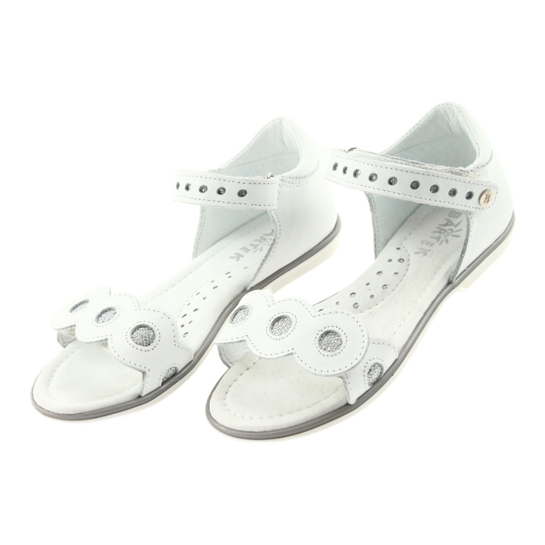 Bartek Sandálias de couro branco com rodas prateadas 4