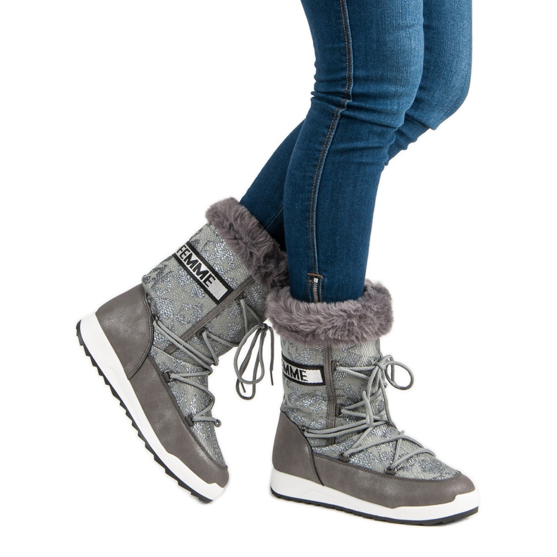 Botas altas de neve cinza 2