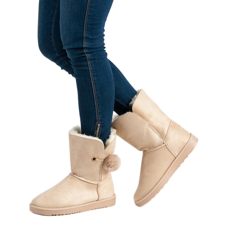 Mukluki com pele de carneiro marrom 1