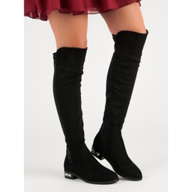 Super Me Botas de salto plano preto 2