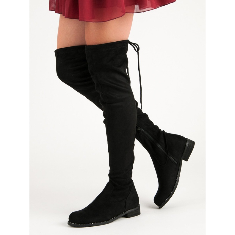 Super Me Botas na moda acima do joelho preto 2
