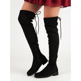 Super Me Botas na moda acima do joelho preto 1 Super Me Botas na moda acima do joelho preto 1