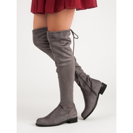 Super Me Botas na moda sobre os joelhos cinza 2