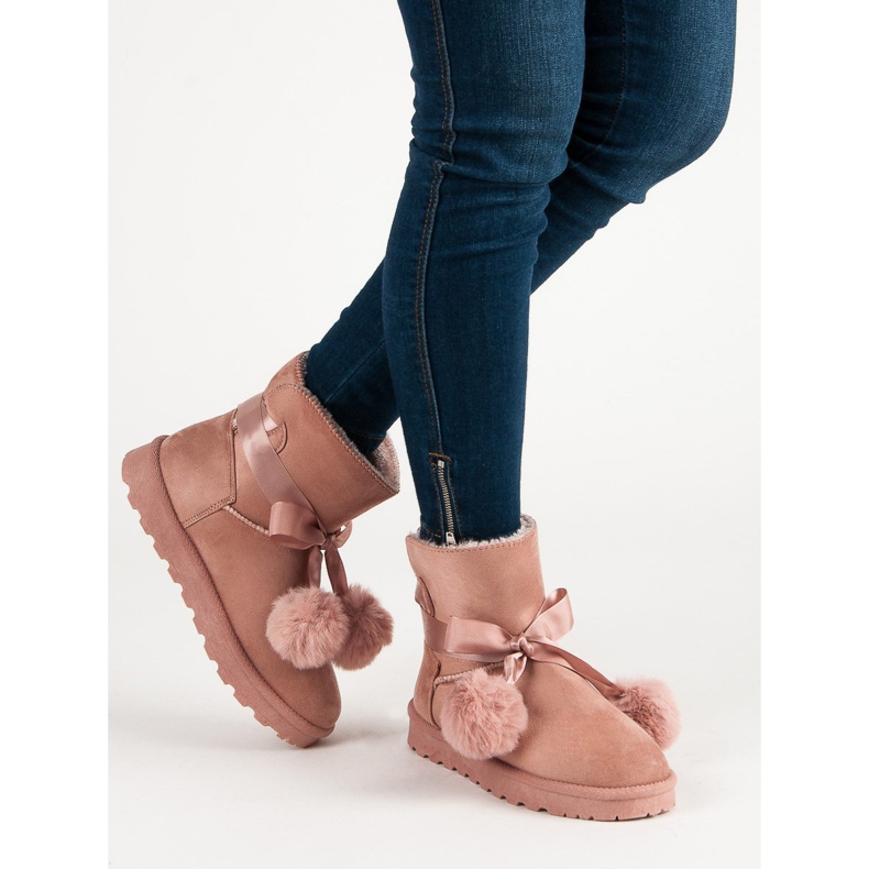 Mukluki rosa com pompons 2