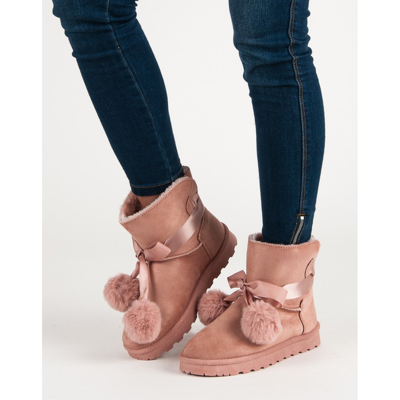 Mukluki rosa com pompons 1