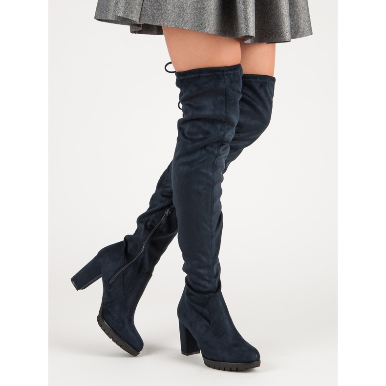 SDS Botas de camurça na coxa na plataforma azul 2