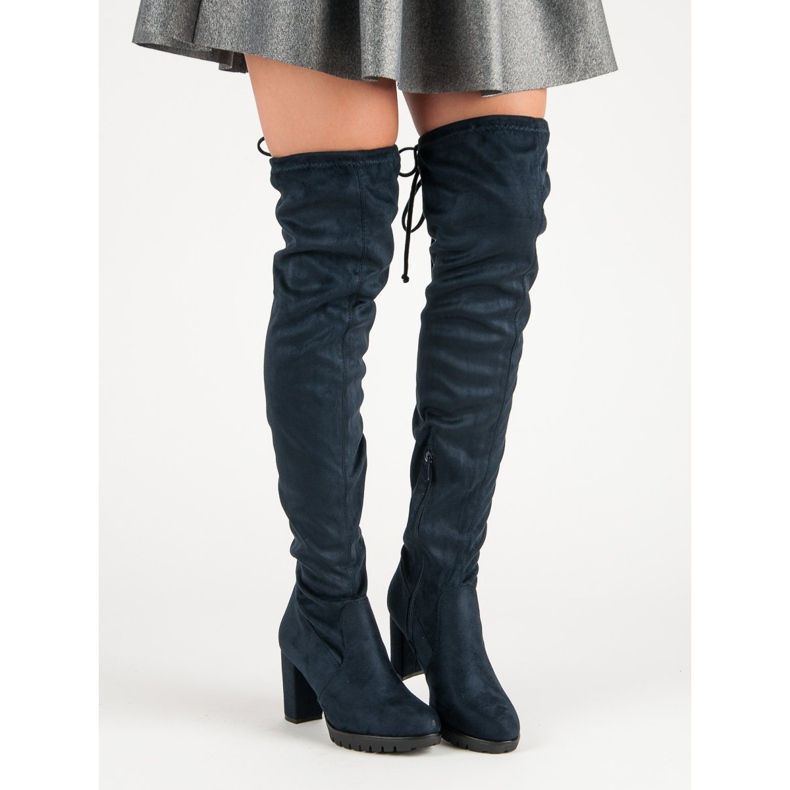 SDS Botas de camurça na coxa na plataforma azul 1