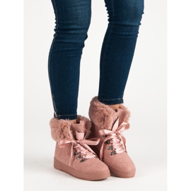 Botas de neve rosa com pele 1 Botas de neve rosa com pele 1