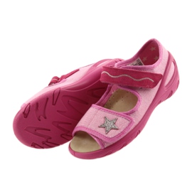 Sapatos infantis Befado sandálias com reforço de couro 433X032 rosa cinza 4